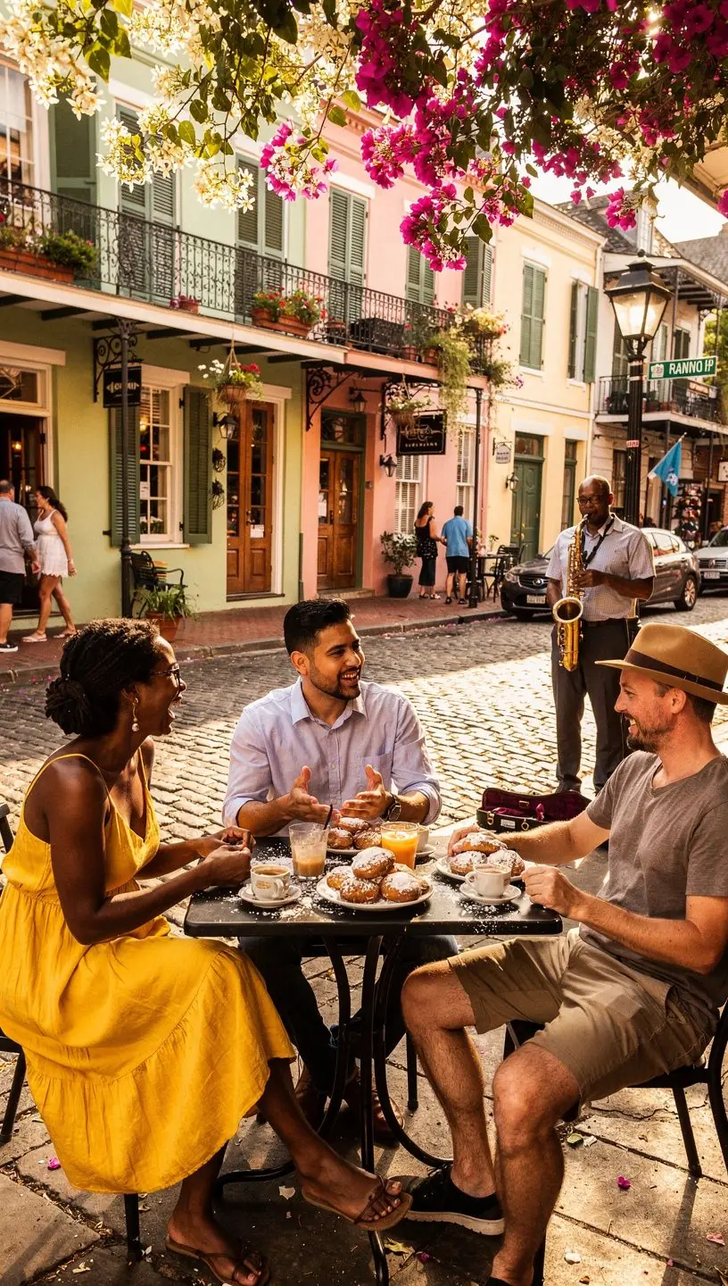 Городской пейзаж с высоты птичьего полета, освещенный закатом.