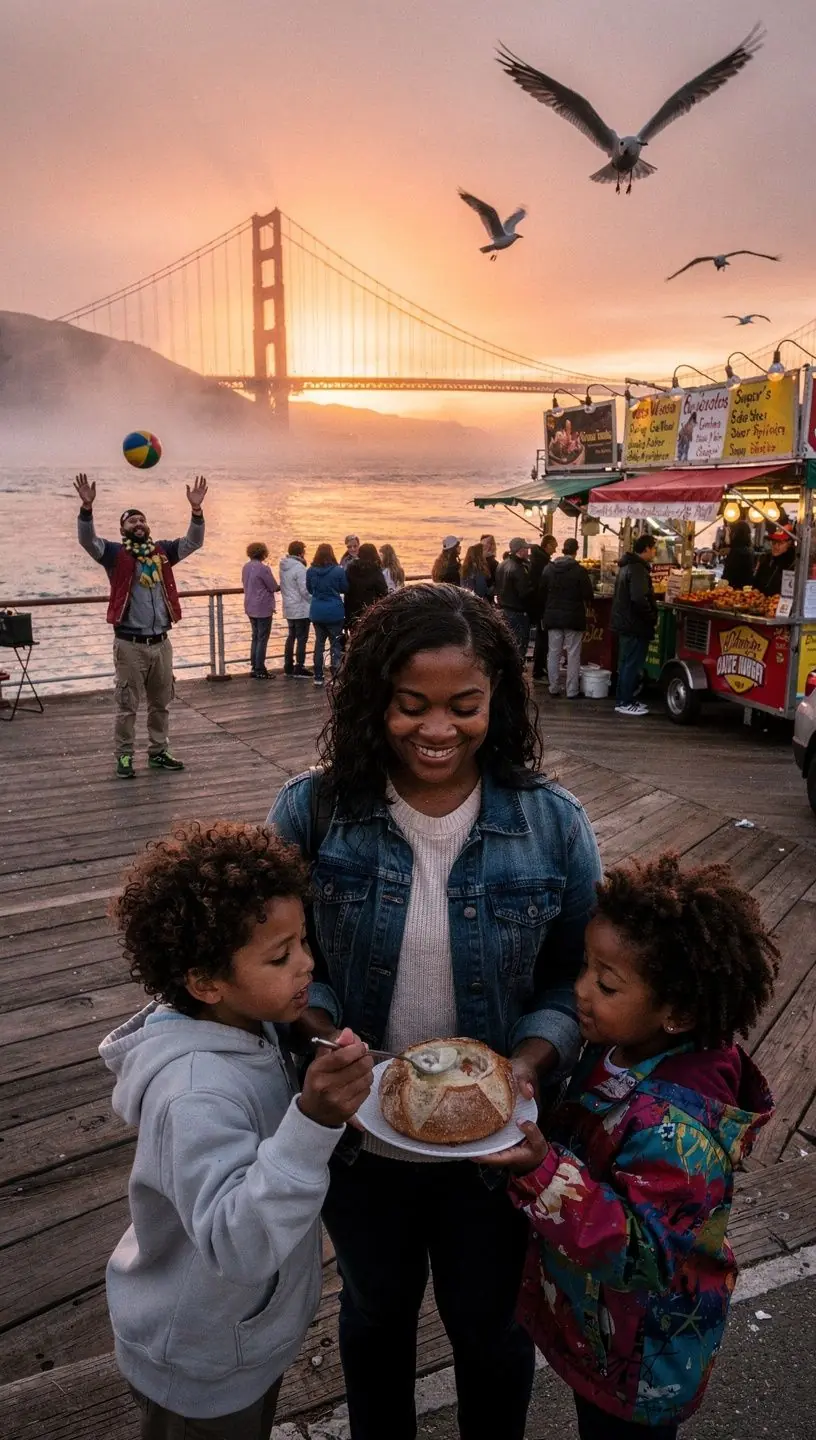 Семья, исследующая парк в центре города.